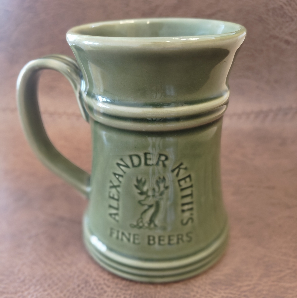Vintage Alexander Keith's Fine Beers Green Ceramic Beer Mug/Stein